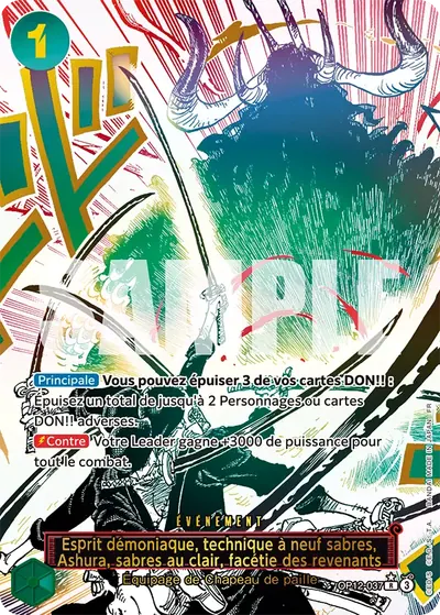 Esprit démoniaque, technique à neuf sabres, Ashura, sabres au clair, facétie des revenants OP12-037_p1
